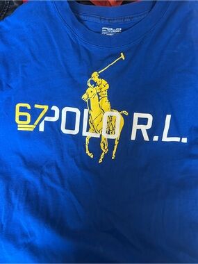 Polo by Ralph Lauren Royal Blue Short Sleeve Logo Tee with Yellow Graphic